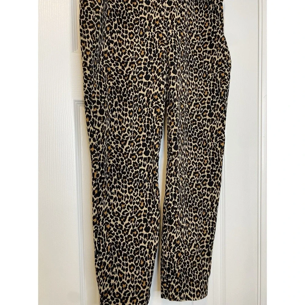 J Crew Women's Leopard Print Winnie‎ Pant Stretch Cotton Cropped Side Zip Size 4
